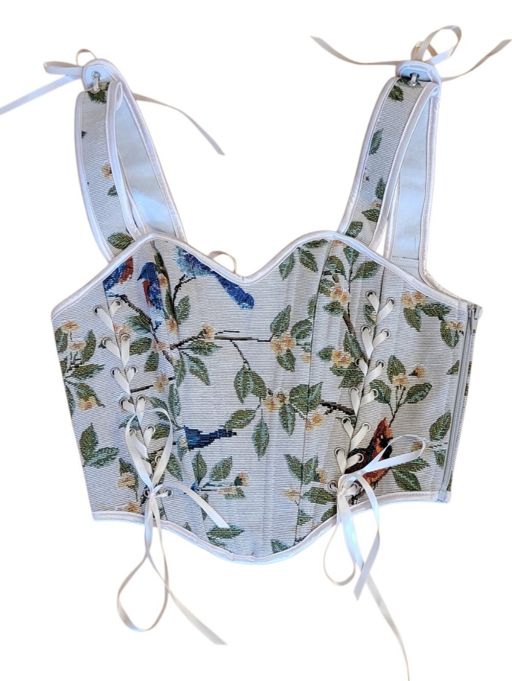 Renaissance Tapestry Cream Floral Lace-up Corset Size Small